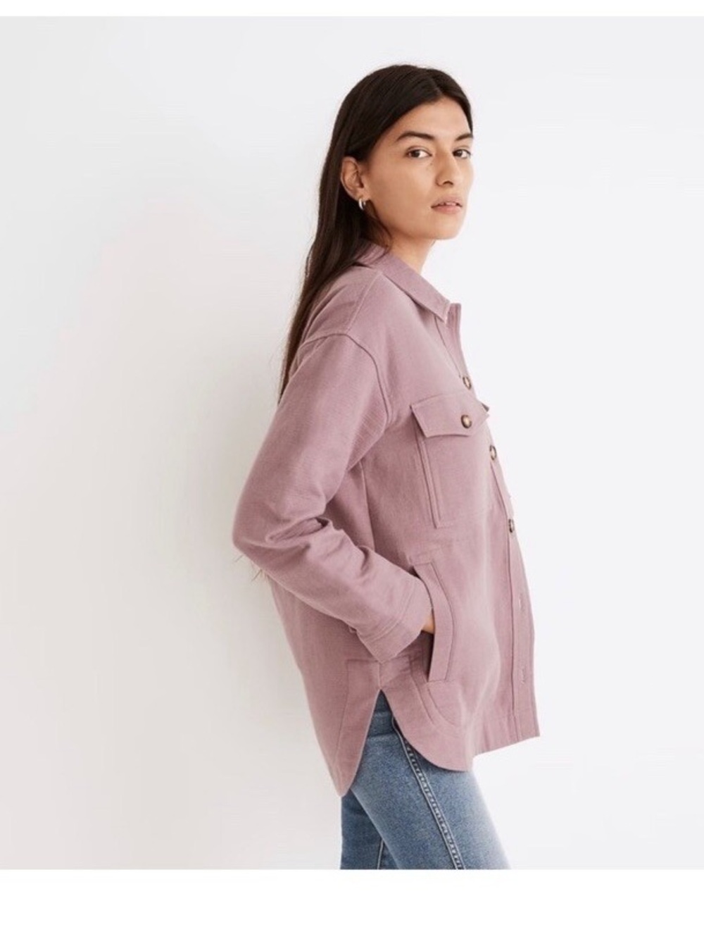 Madewell Dusty Rose Utility Shacket Waffleback shirt jacket